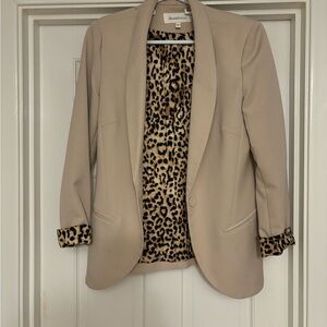 Daniel Rainn Cream Blazer with Leopard Print Lining and cuffs